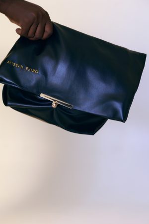 Foldover Clutch Bag — Midnight Black (Draped)