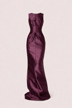 Aubergine Sculpted Column Gown