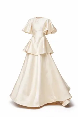 Champagne Cape Peplum Top and Ball Skirt Set