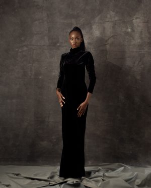 Korean Velvet Dress with Plunging Backline