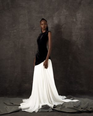 Velvet and Bridal Chiffon Gown