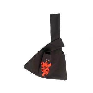 Black Spacer Fabric Bag with Red Print