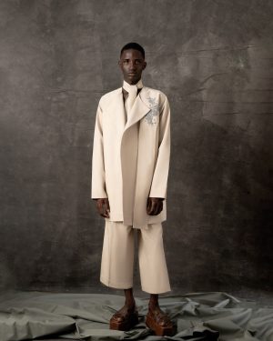 Cream Cotton Set with Embroidered Detail