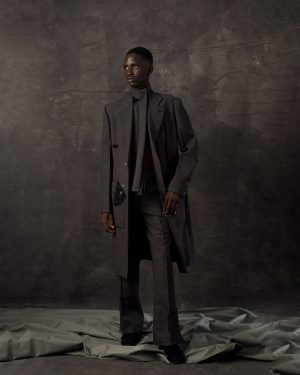 Denim Long Coat with Matching Trousers